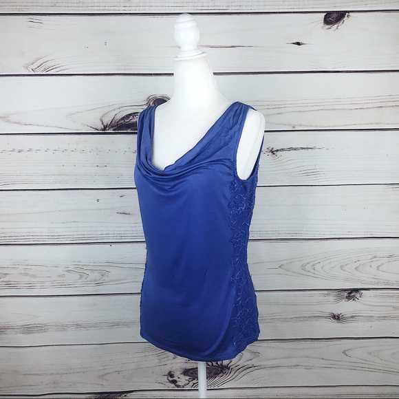 LOFT Purple Drape Lace Sleeveless Soft Blouse M - Picture 3 of 8